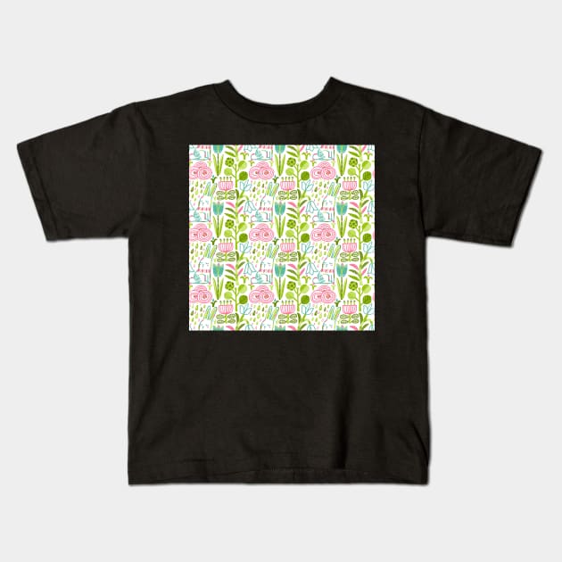 Spring flowers and bunny Kids T-Shirt by kostolom3000